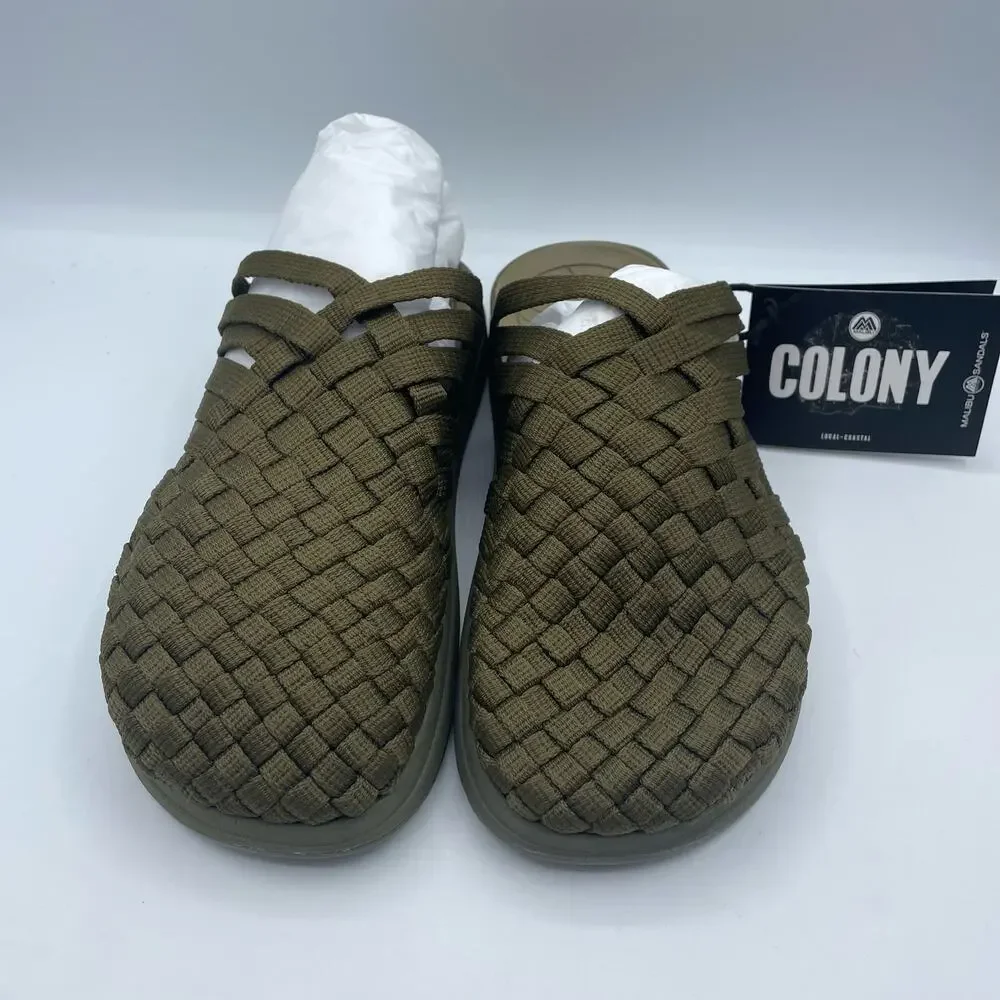 Malibu Sandals Colony Classic Nylon Eva Olive Green Slip On Mens 8 Womens 10